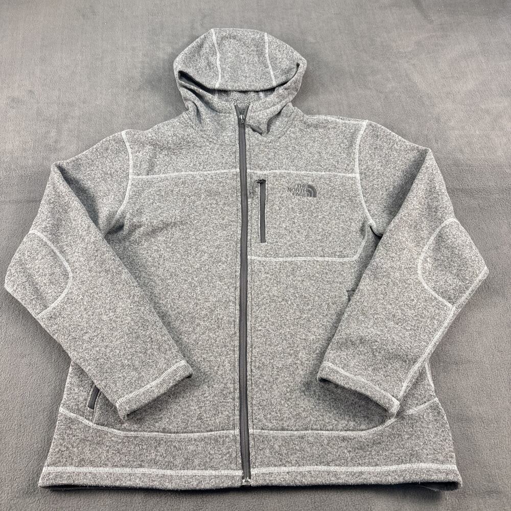 The North Face Gordon Lyons Jacket Mens Sz L Gray Full Zip Hooded Fleece